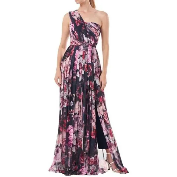 Kay Unger Layla Women's Floral Print Walk Thru Jumpsuit size 4